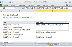 Excel formula: Get last line in cell