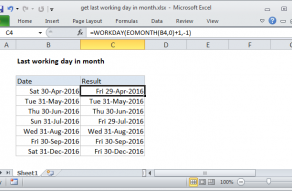 Excel formula: Get last working day in month