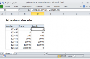Excel formula: Get number at place value