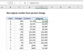 Excel formula: Get original number from percent change