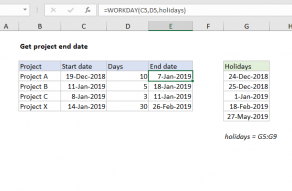 Excel formula: Get project end date
