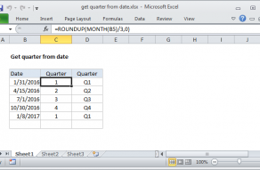 Excel formula: Get quarter from date