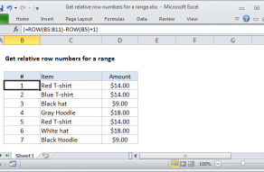 Excel formula: Get relative row numbers in range