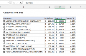 Excel formula: Get current stock price