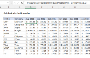Excel formula: Get stock price last n months
