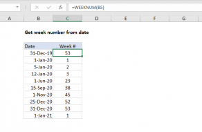 Excel formula: Get week number from date