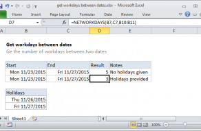 Excel formula: Get workdays between dates