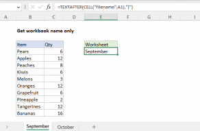 Excel formula: Get sheet name only