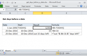 Excel formula: Get days before a date