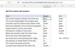 Excel formula: Get first match cell contains