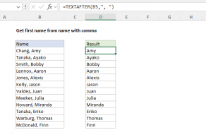 Excel formula: Get first name from name with comma