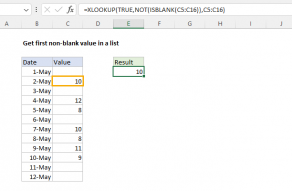 Excel formula: Get first non-blank value in a list
