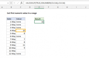 Excel formula: Get first numeric value in a range