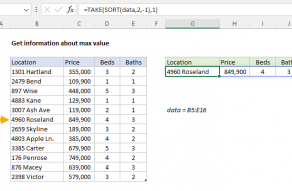 Excel formula: Get information about max value