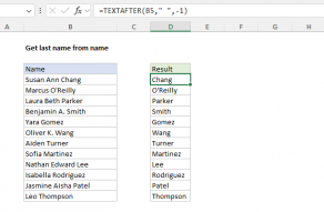 Excel formula: Get last name from name