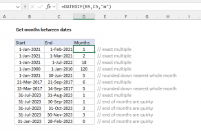 Excel formula: Get months between dates