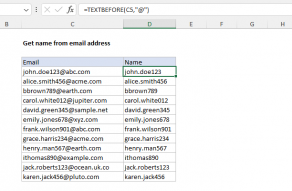 Excel formula: Get name from email address