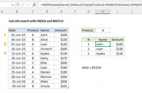 Excel formula: Get nth match with INDEX / MATCH