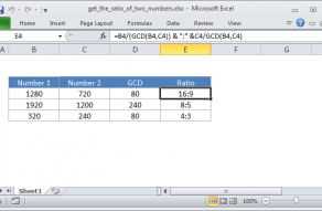 Excel formula: Calculate a ratio from two numbers