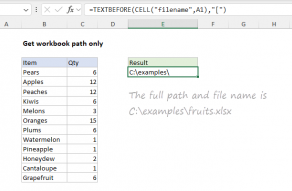 Excel formula: Get workbook path only