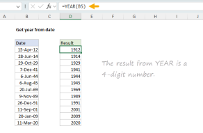 Excel formula: Get year from date