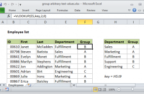 Excel formula: Group arbitrary text values