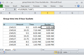 Excel formula: Group times into 3 hour buckets