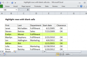 Excel formula: Highlight rows with blank cells