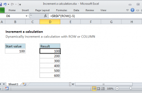 Excel formula: Increment a calculation with ROW or COLUMN