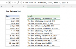 Excel formula: Join date and text