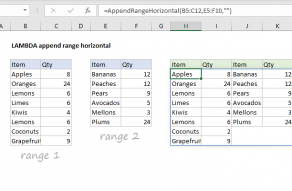Excel formula: LAMBDA append range horizontal