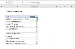 Excel formula: LAMBDA count words