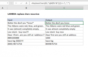 Excel formula: LAMBDA replace characters recursive