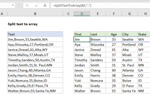 Excel formula: LAMBDA split text to array