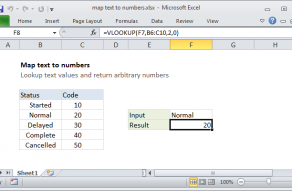 Excel formula: Map text to numbers