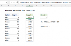 Excel formula: MAP with AND and OR logic