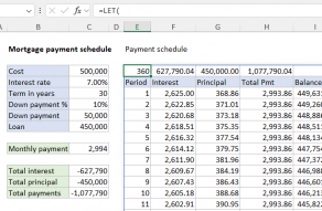 Excel formula: Mortgage payment schedule