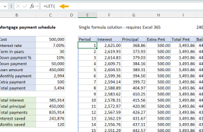 Excel formula: Mortgage payment schedule