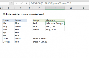 Excel formula: Multiple matches in comma separated list