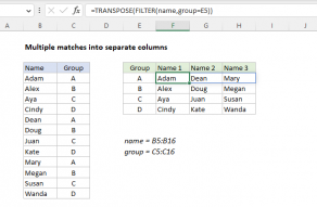 Excel formula: Multiple matches into separate columns