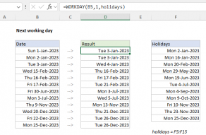 Excel formula: Next working day