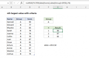 Excel formula: nth largest value with criteria