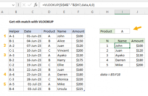 Excel formula: Get nth match with VLOOKUP