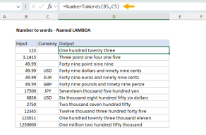 Excel formula: Number to words