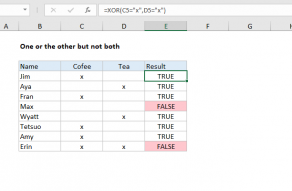 Excel formula: One or the other not both