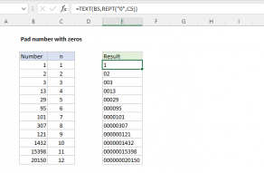 Excel formula: Pad a number with zeros