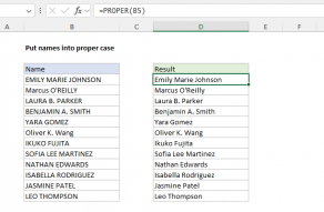 Excel formula: Put names into proper case