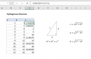 Excel formula: Pythagorean theorem