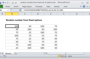 Excel formula: Random number from fixed set of options