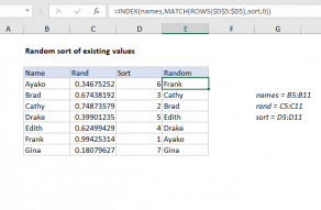 Excel formula: Random sort formula